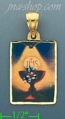 14K Gold Eucharist Picture Charm Pendant