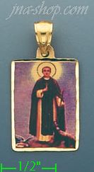 14K Gold Saint Francis of Assisi Picture Charm Pendant