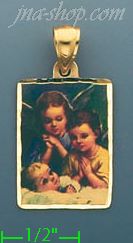 14K Gold Guardian Angel Picture Charm Pendant