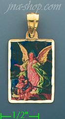 14K Gold Guardian Angel Picture Charm Pendant