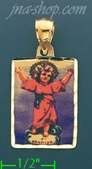 14K Gold Divine Infant Jesus Picture Charm Pendant