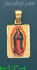 14K Gold Virgin of Guadalupe Picture Charm Pendant