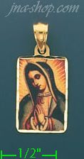 14K Gold Virgin of Guadalupe Picture Charm Pendant