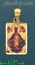 14K Gold Virgin of San Juan Picture Charm Pendant