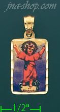 14K Gold Divine Infant Jesus Picture Charm Pendant