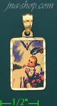 14K Gold Baptism Picture Charm Pendant