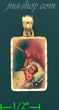 14K Gold Guardian Angel Picture Charm Pendant