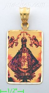 14K Gold Virgin of San Juan Picture Charm Pendant