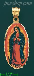 14K Gold Virgin of Guadalupe Picture Charm Pendant