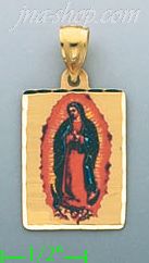 14K Gold Virgin of Guadalupe Picture Charm Pendant