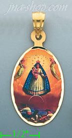 14K Gold Virgin of San Juan Picture Charm Pendant