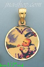 14K Gold Baptism Picture Charm Pendant