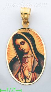 14K Gold Virgin of Guadalupe Picture Charm Pendant