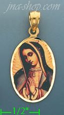 14K Gold Virgin of Guadalupe Picture Charm Pendant