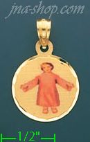 14K Gold Divine Infant Jesus Picture Charm Pendant