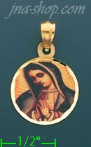 14K Gold Virgin of Guadalupe Picture Charm Pendant