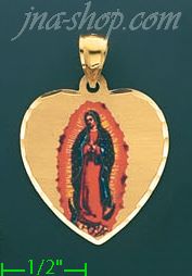 14K Gold Virgin of Guadalupe Picture Charm Pendant