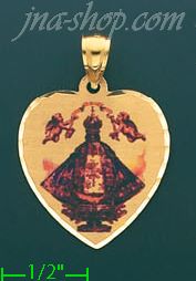 14K Gold Virgin of San Juan Picture Charm Pendant