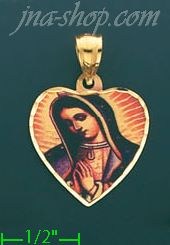 14K Gold Virgin of Guadalupe Picture Charm Pendant