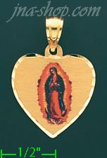 14K Gold Virgin of Guadalupe Picture Charm Pendant