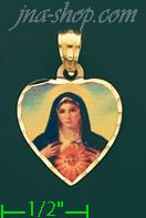 14K Gold Immaculate Heart of Mary Picture Charm Pendant