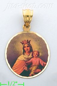 14K Gold Madonna & Child Picture Charm Pendant