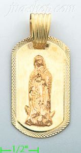 14K Gold Virgin of Guadalupe Tag Stamp & Charm Pendant