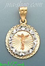 14K Gold Crucifix 3Color Stamp Charm Pendant