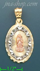 14K Gold Virgin of Guadalupe 3Color Stamp Charm Pendant