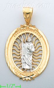 14K Gold Saint Jude 3Color Stamp Charm Pendant