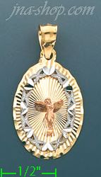 14K Gold Crucifix 3Color Stamp Charm Pendant