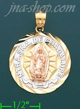 14K Gold Our Lady of Guadalupe 3Color Stamp Charm Pendant