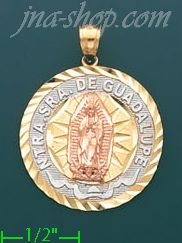 14K Gold Our Lady of Guadalupe 3Color Stamp Charm Pendant