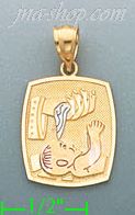 14K Gold Baptism 3Color Stamp Charm Pendant