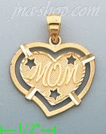 14K Gold Mom Heart Charm Pendant