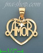 14K Gold Amor Heart Charm Pendant