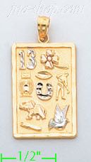 14K Gold Good Luck Symbols Lucky Charm Pendant