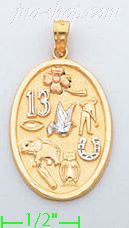 14K Gold Good Luck Symbols Lucky Charm Pendant