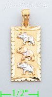 14K Gold 3 Elephants Charm Pendant