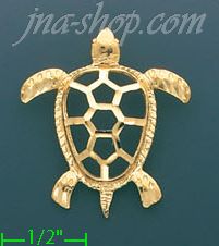 14K Gold Sea Turtle Charm Pendant