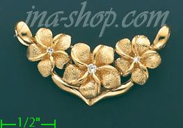 14K Gold Flowers Slider Charm Pendant