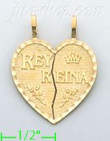 14K Gold Rey Reyna 2 Piece Split Heart Charm Pendant