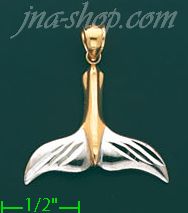 14K Gold Whale Tail Charm Pendant