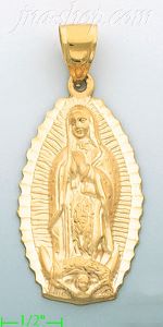 14K Gold Virgin of Guadalupe Religious Charm Pendant
