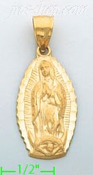 14K Gold Virgin of Guadalupe Religious Charm Pendant