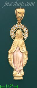 14K Gold Virgin Mary Religious Charm Pendant