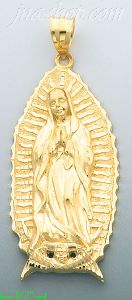 14K Gold Virgin of Guadalupe Religious Charm Pendant