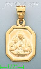 14K Gold Baptism Stamped Charm Pendant