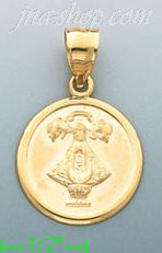 14K Gold Virgin of San Juan Stamped Charm Pendant