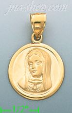 14K Gold Virgin Mary Stamped Charm Pendant